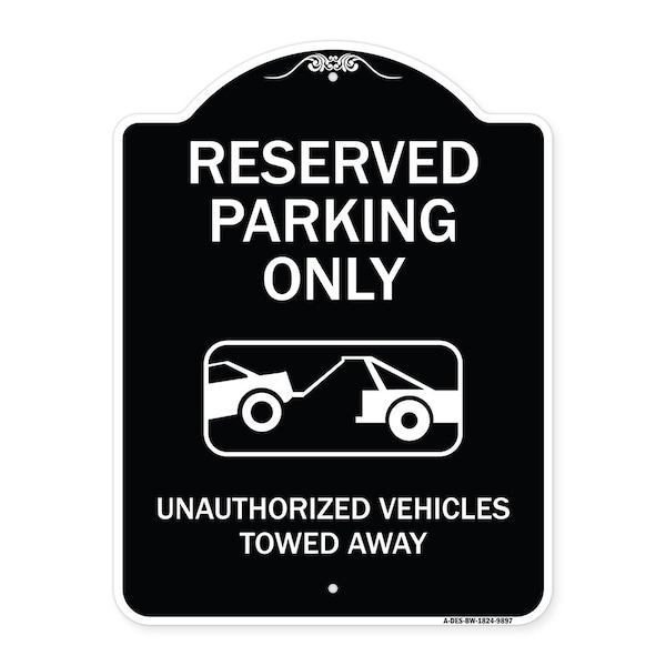 Designer Series-Resident Parking Unauthorized Vehicles Towed Away With Gr, 24" x 18", BW-1824-9897